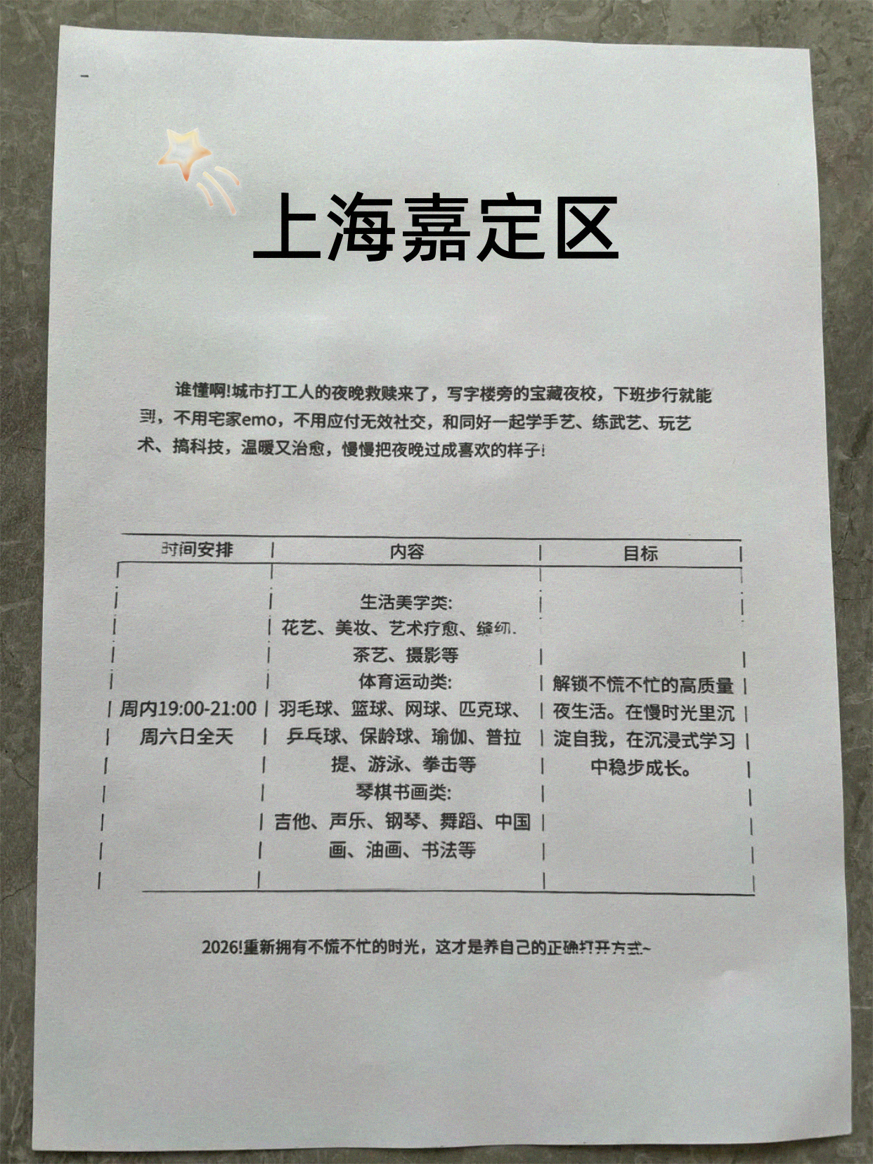 家人们嘉定夜校可留意