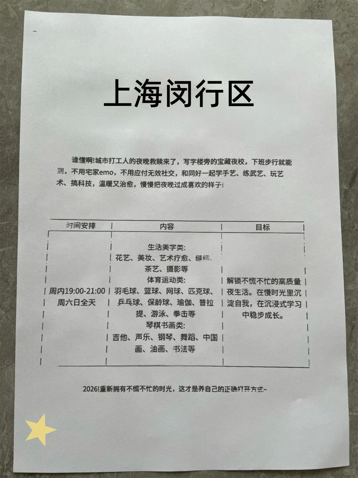 闵行夜校有下班课可选