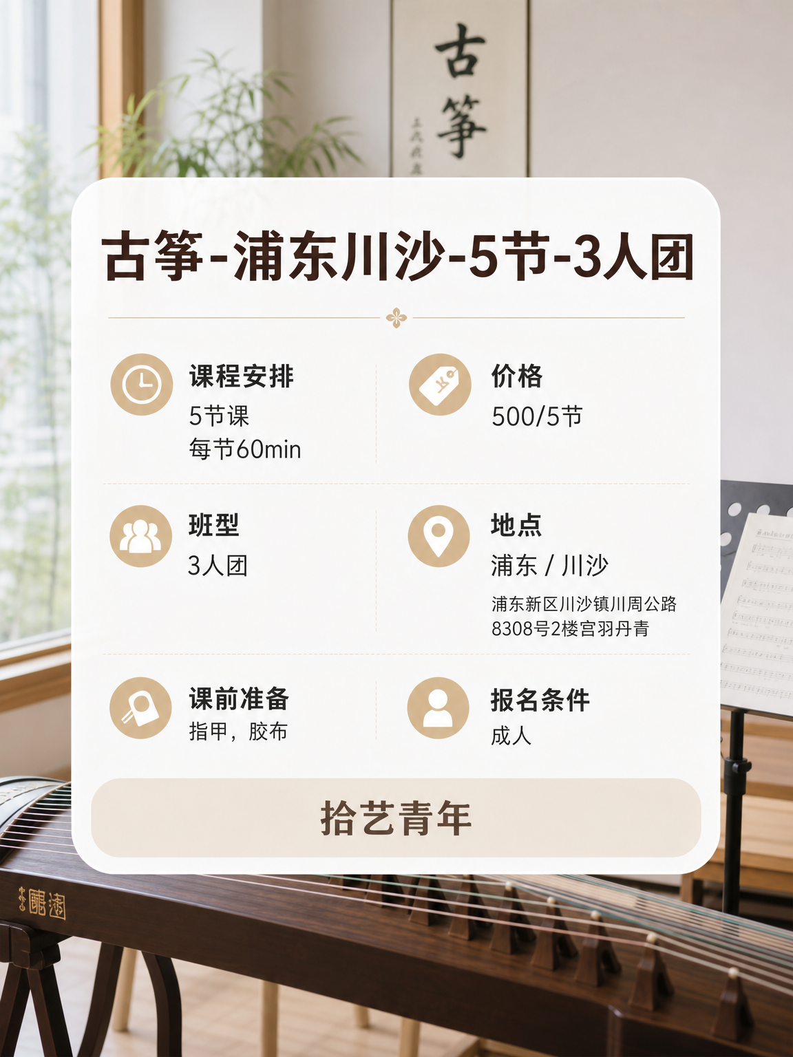 浦东川沙古筝课 500/5 节 - 图片2