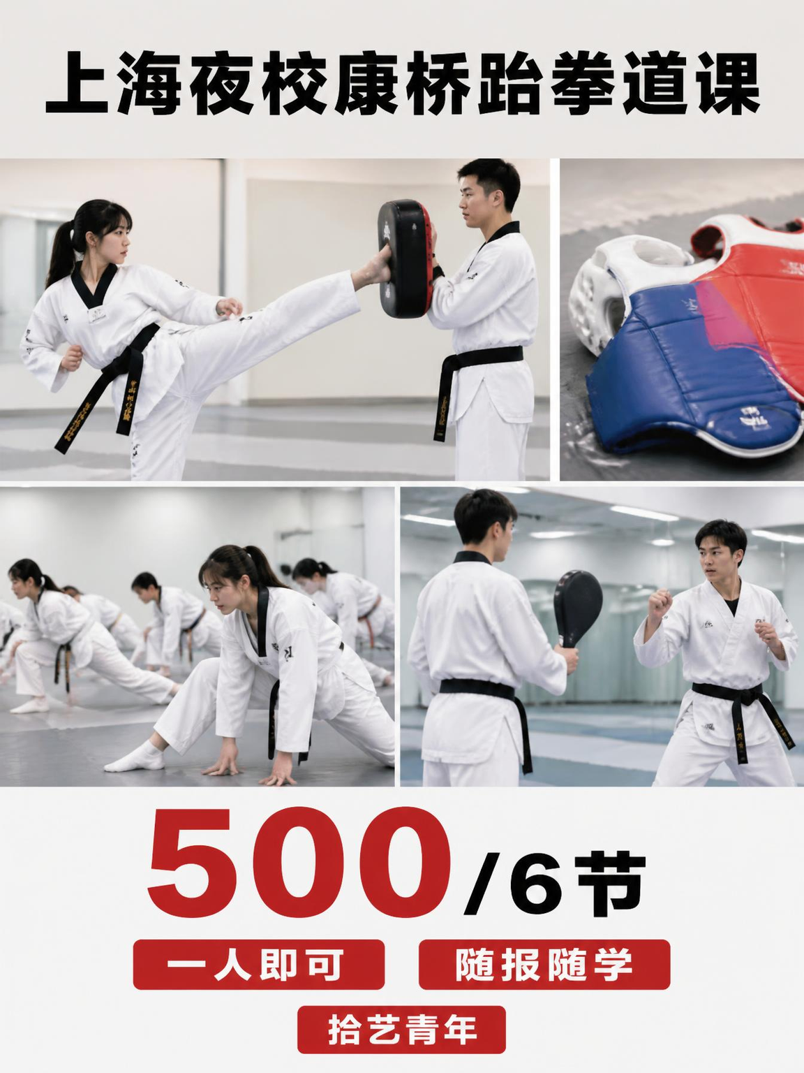 浦东康桥跆拳道课 500/6 节