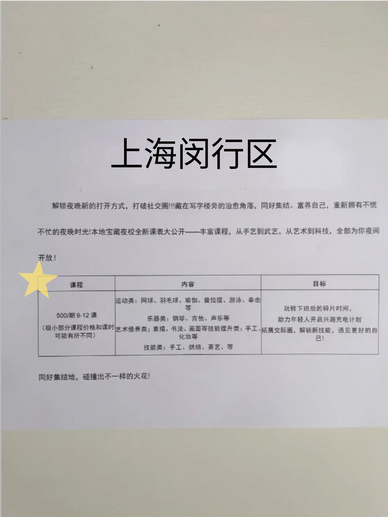 家人们闵行夜校有课啦