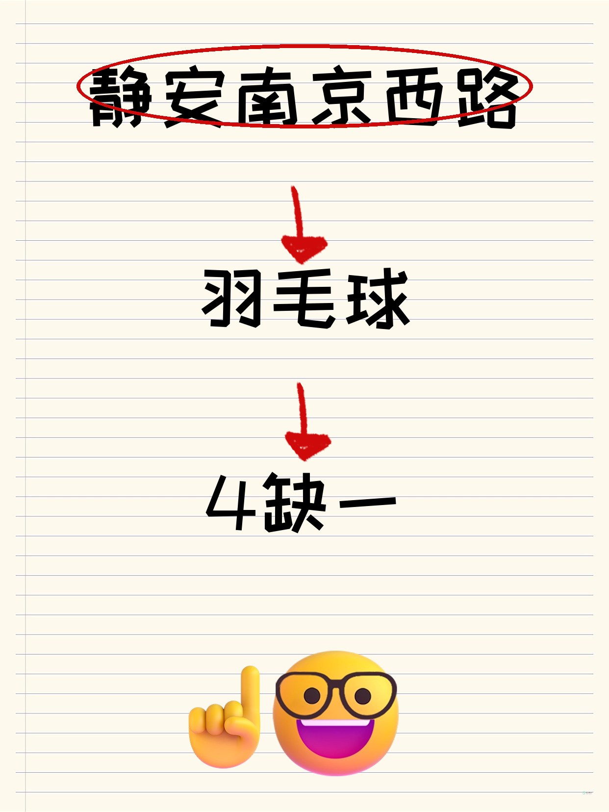 静安南京西路羽毛球差1人 快来